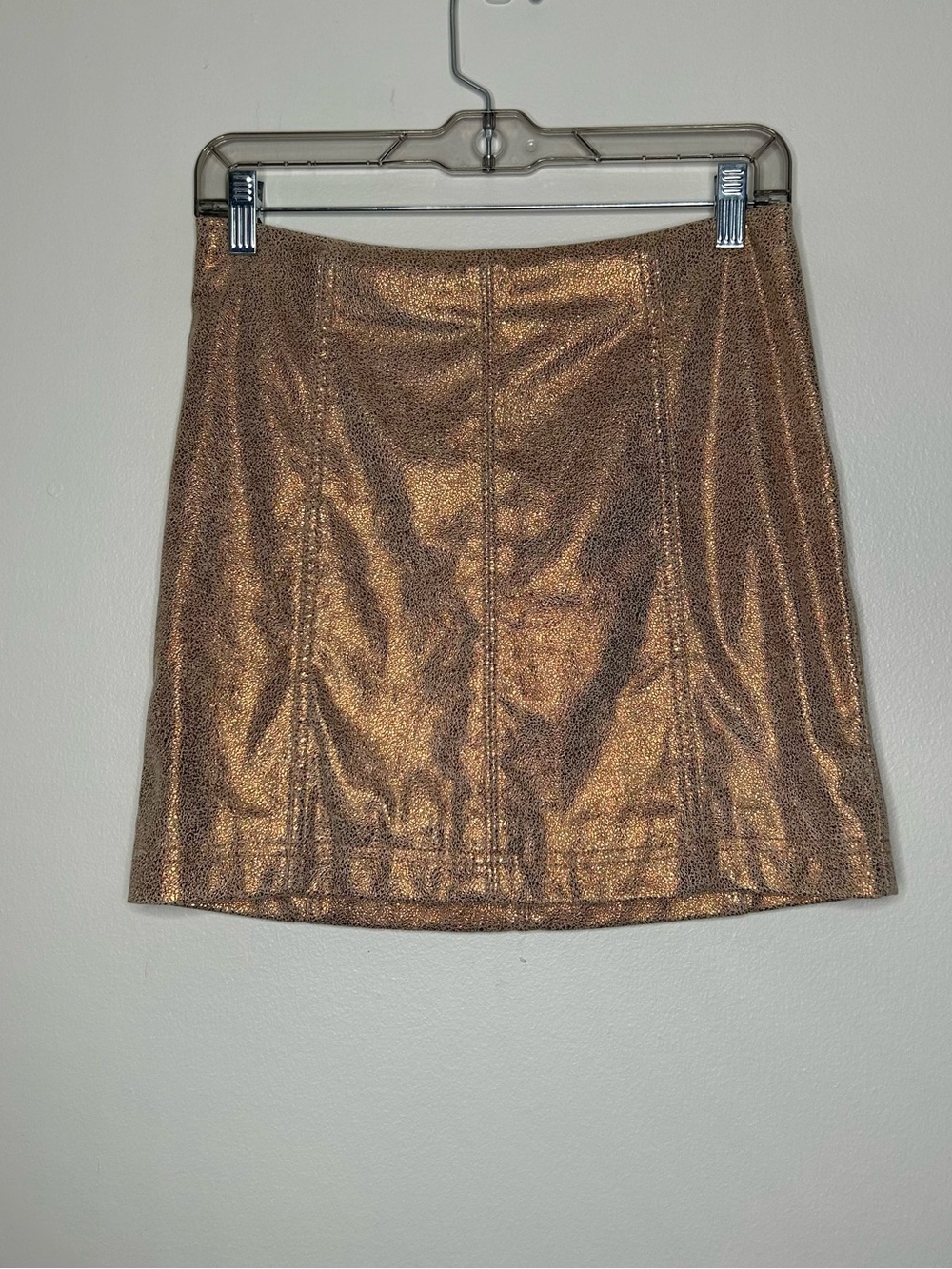 Free People Metallic Bronze Mini Skirt